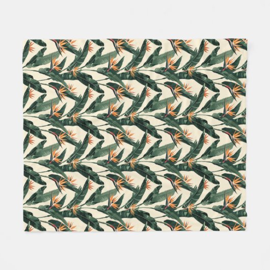 Bird of Paradise Botanical Pattern Fleecedecke (Vorderseite (Horizontal))