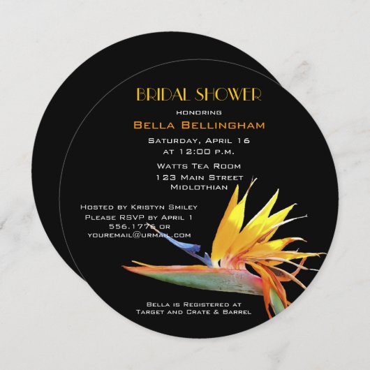Bird of Paradise Bridal Dusche Einladung (Vorne/Hinten)