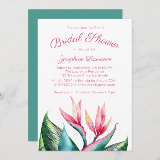 Bird of Paradise Bridal Dusche Einladungen (Vorne/Hinten)