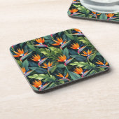 Bird of Paradise Flower Pattern Coasters Getränkeuntersetzer (Linke Seite)