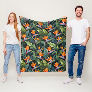 Bird of Paradise Flower Pattern Fleecedecke