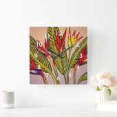 Bird of Paradise Flowers Quadratische Wanduhr (Zuhause)