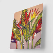 Bird of Paradise Flowers Quadratische Wanduhr (Winkel)