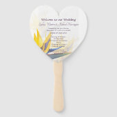 Bird-of-Paradise Herz-Shaped Wedding Fan Programm Fächer (Vorderseite)