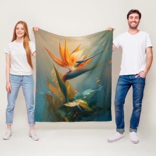 Bird of Paradise Oil Painting Fleecedecke