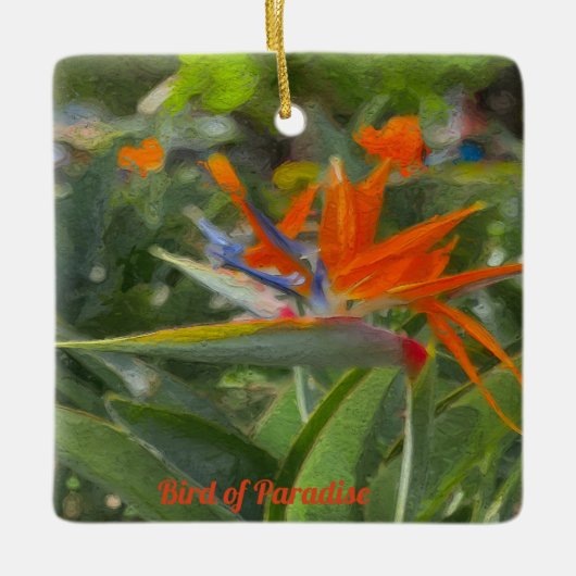 Bird of Paradise Oil Painting Keramikornament (Vorderseite)