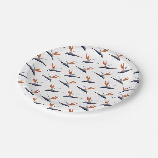 Bird of Paradise pattern on paper party plate Pappteller (Schrägansicht)