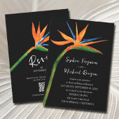 Bird of Paradise QR Code in einer Hochzeit Einladung