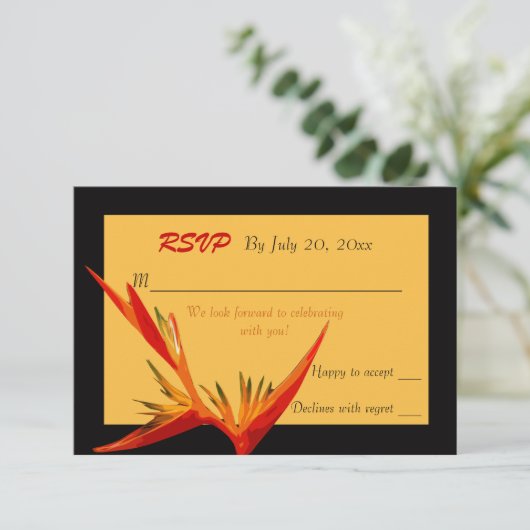 Bird of Paradise Response Card RSVP Karte (Stehend Vorderseite)