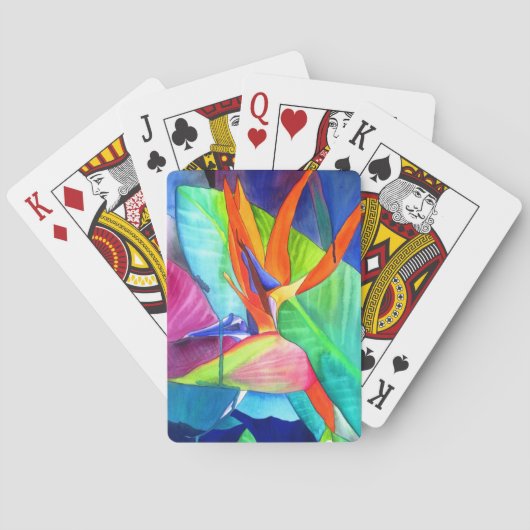 Bird of Paradise Strelitzia flower tropical art Spielkarten (Rückseite)