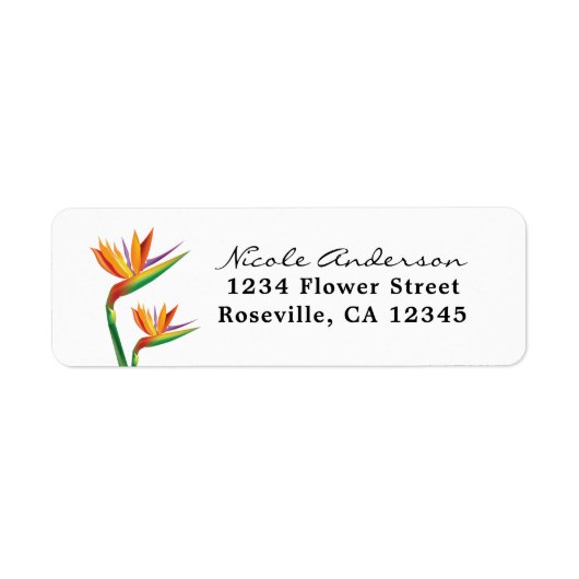 Bird of Paradise Tropical Wedding Address Labels (Vorne)