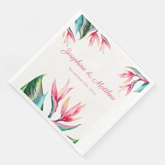 Bird of Paradise Tropical Wedding Napkins Serviette (Ecke)