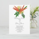 Bird of Paradise Watercolor Tropic Ink Hochzeit Einladung (Stehend Vorderseite)