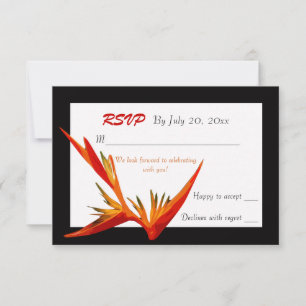 Bird of Paradise White Response Card Einladung