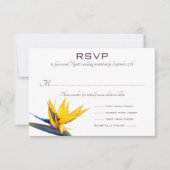 Bird of Paradise White Wedding Menü Antwortkarten RSVP Karte (Vorderseite)