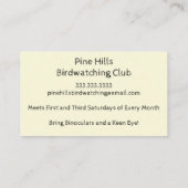 Bird of Prey Kestrel Vogelbeobachtung Vogelbeobach Visitenkarte (Rückseite)