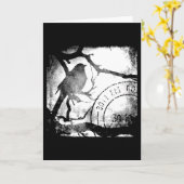 Bird on A Branch Monochrome Karte (Gelbe Blume)