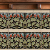 Bird on Flowers Art Deco Nouveau Wall Decor Fliese