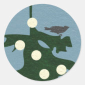 Bird on Tree with Lights Runder Aufkleber (Vorderseite)