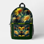 Bird on Yellow Daisis Fantasy Art Personalisiert Bedruckter Rucksack (Vorderseite)