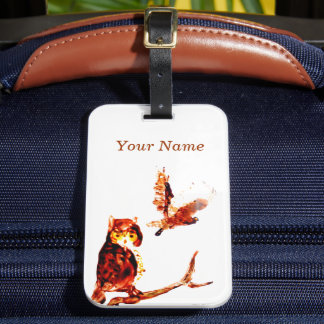 Bird Painting Tawny Owls Personalisiert Gepäckanhänger