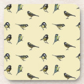Bird Pattern Beige Muster Getränkeuntersetzer (Vorderseite)