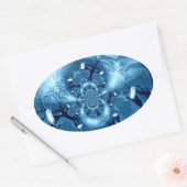 Bird Pattern Blue Tree Owls Ovaler Aufkleber (Umschlag)