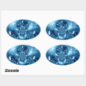 Bird Pattern Blue Tree Owls Ovaler Aufkleber (Blatt)
