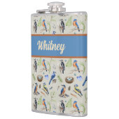 Bird Pattern Kingfisher, Blue Jay, Woodpecker Name Flachmann (Links)