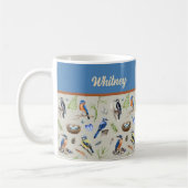 Bird Pattern Kingfisher, Blue Jay, Woodpecker Name Kaffeetasse (Links)