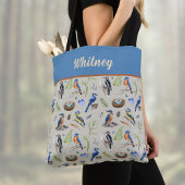 Bird Pattern Kingfisher, Blue Jay, Woodpecker Name Tasche