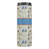 Bird Pattern Kingfisher, Blue Jay, Woodpecker Name Thermosbecher (Rückseite)