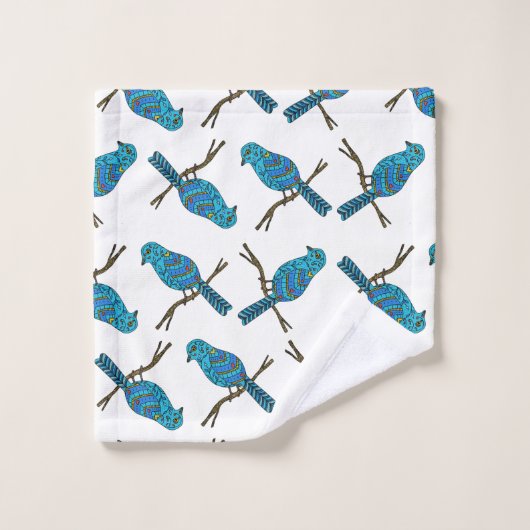 Bird Pattern White Badhandtuch Set (Waschlappen)