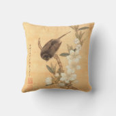 Bird & Peach Blossoms Ming Dynastie Orientale Kuns Kissen (Rückseite)