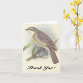 Bird Perched auf einem Baumzweig, "Danke!" Karte (Gelbe Blume)