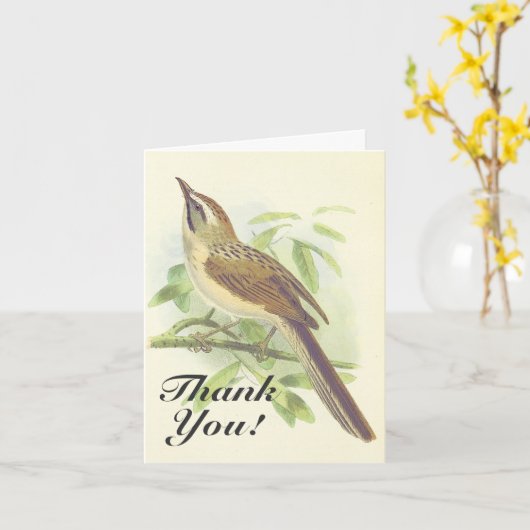 Bird Perched auf einer Zweigniederung: "Danke!" Karte (Gelbe Blume)