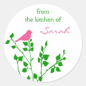 Bird Personalisiert Pink Green Baking Stickers (Vorderseite)