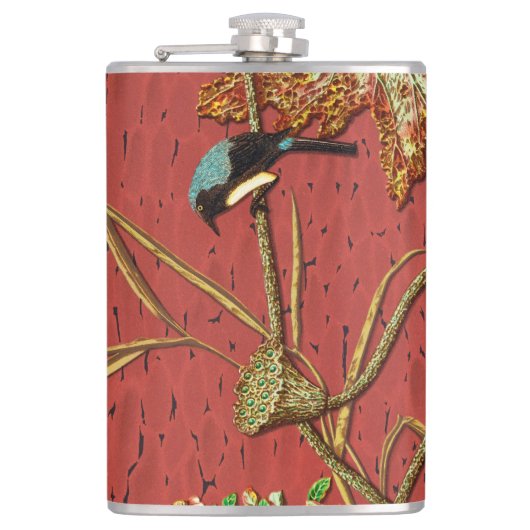 Bird & Pflanze Janpanese Ornamentik Flachmann (Vorderseite)