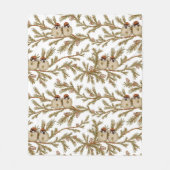 Bird Pine Watercolor Winter Fleecedecke (Vorderseite)