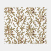 Bird Pine Watercolor Winter Fleecedecke (Vorderseite (Horizontal))