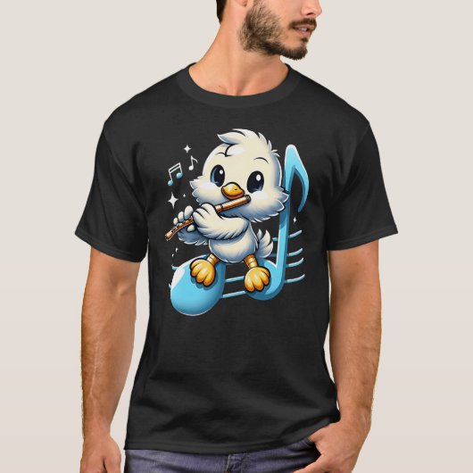 Bird Playing Flute Musical Bird Design Lover Outfi T-Shirt (Vorderseite)