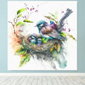 Bird Print Kinderzimmer Art - Stretchierte Canvas  Leinwanddruck (Insitu (Holzboden))