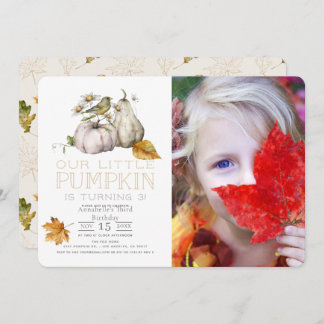 Bird Pumpkin Fall Watercolor Geburtstags-Foto Einladung