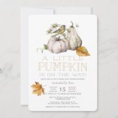 Bird Pumpkin Fall Watercolor Virtual Baby Dusche Einladung (Vorderseite)