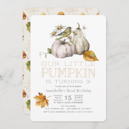 Bird Pumpkin Herbstlaubs Watercolor Birthday Einladung