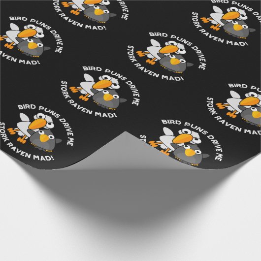Bird Puns fahren Stork Raven Mad Funny Puff Geschenkpapier (Ecke)