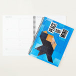 Bird Quilt Pattern Blue Sky Calming Peace of Mind Planer<br><div class="desc">Create space for clarity, one page at a time. This hardcover planner notebook features a serene blue sky design with a bold bird quilt motif—deep blue with a warm orange center—offering a striking yet peaceful visual balance. The simplicity of the composition invites focus, while the phrase “peace of mind” serves...</div>