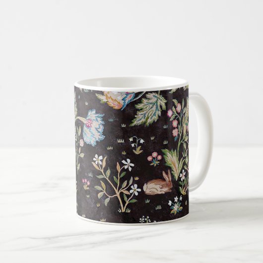 Bird & Rabbit im Blumengarten, William Morris Kaffeetasse (VorderseiteRechts)