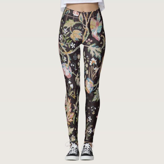 Bird & Rabbit im Blumengarten, William Morris Leggings (Vorderseite)