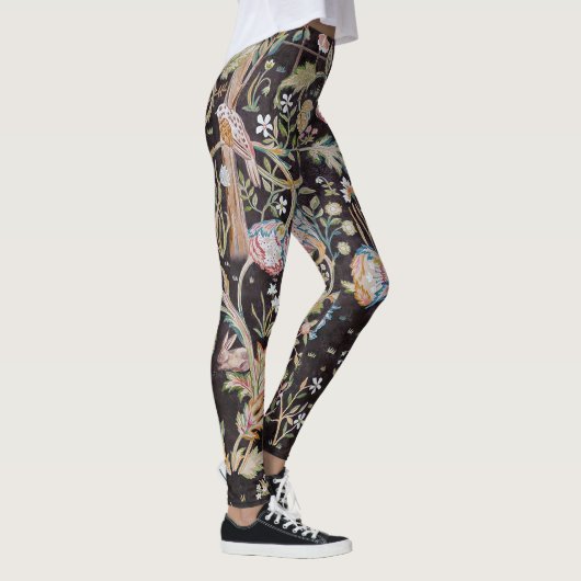 Bird & Rabbit im Blumengarten, William Morris Leggings (Rechts)